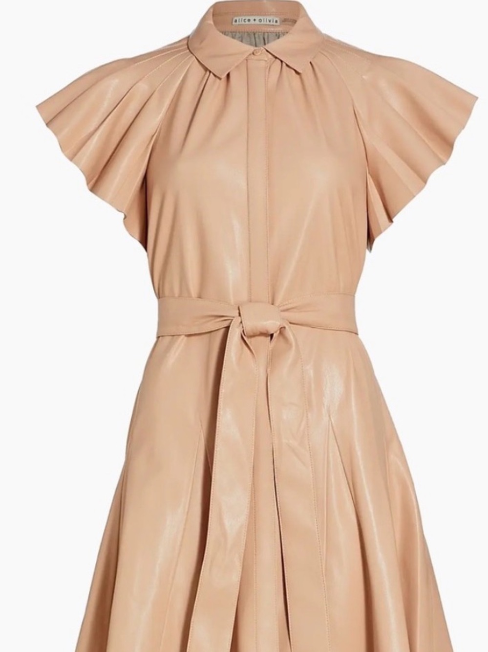 Alice + Olivia McKell Fluttter Sleeve Mini Dress - Almond - Sz 2 - $495